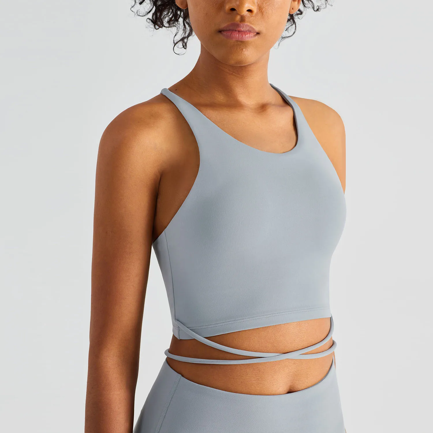 

Nuls Women Sexy Crop Tank with Shelf Built In Bra Workout Top with Removable Padding Longline Sports Bra for Running