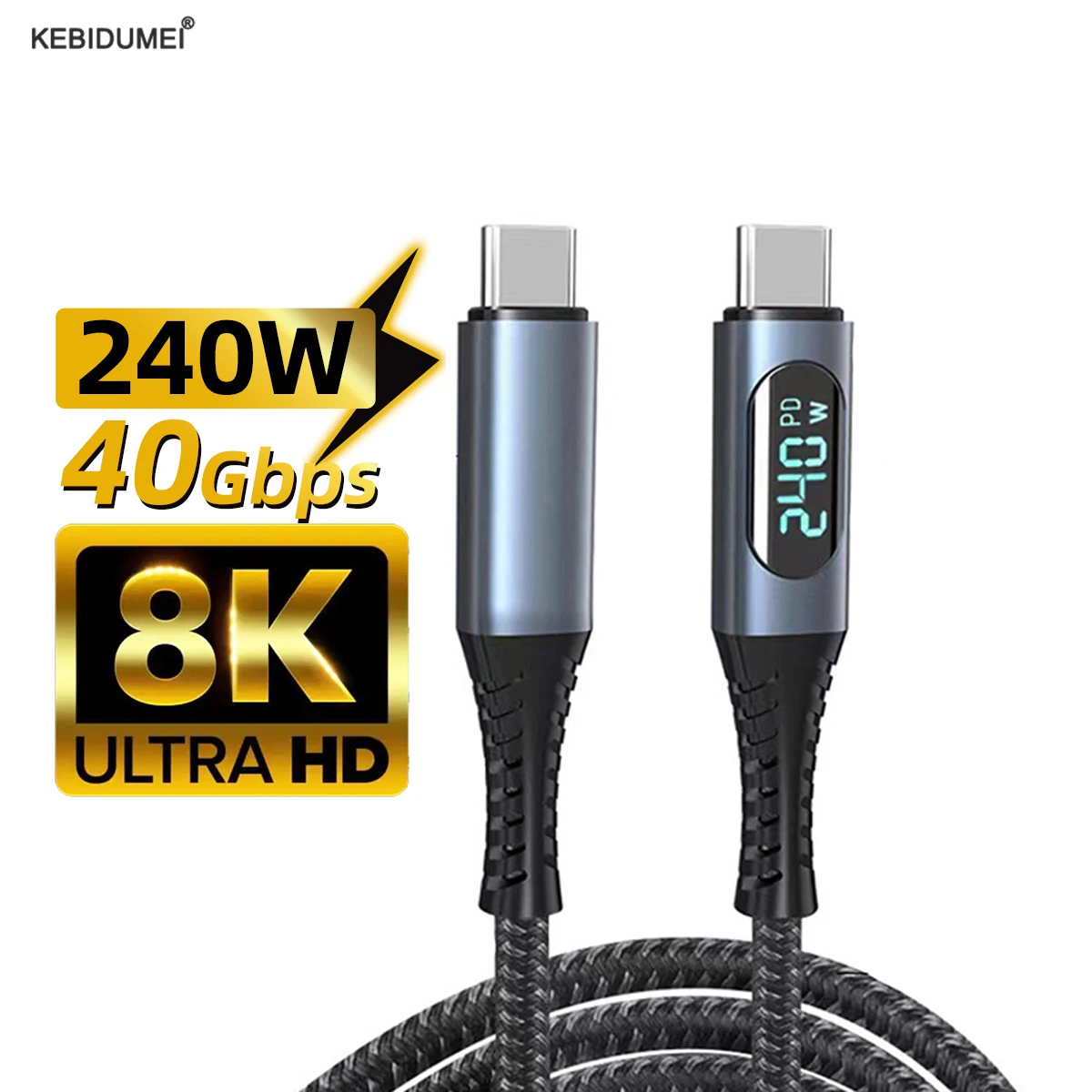 

PD 240W USB 4.0 USB C Cable 8K 60Hz Type C to C Cable Fast Charging 40Gbps Data Transfer For MacBook Pro Nintendo Switch Galaxy
