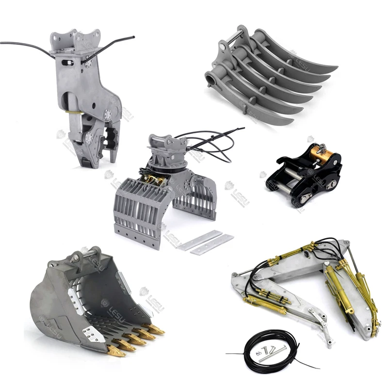 LESU RC металлические грабли ковш дробилка плоскогубцы грейфер для гидравлического