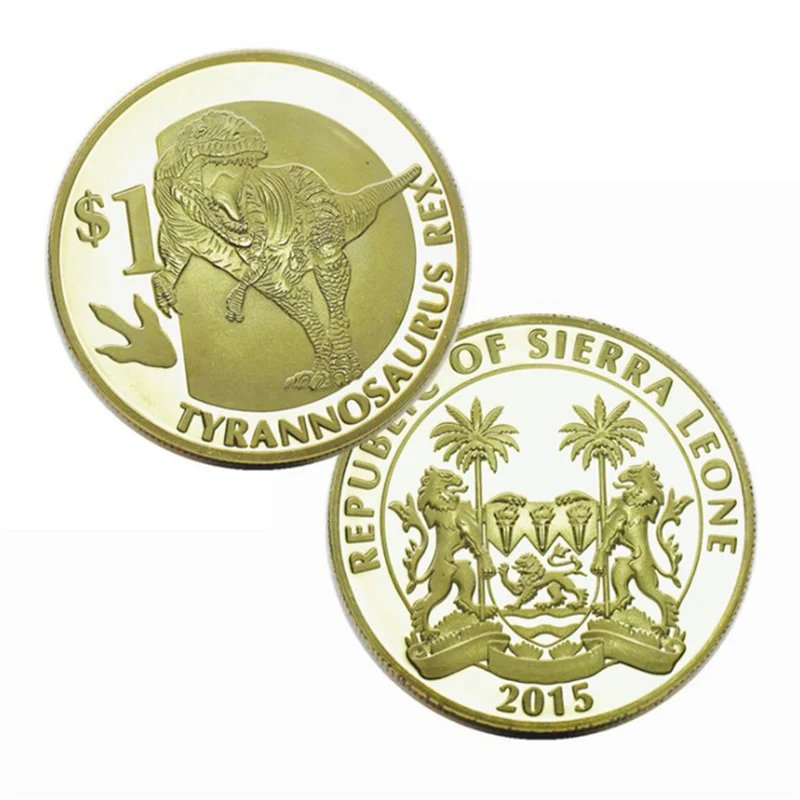 Юбилейная Золотая монета с изображением древнего дракона динозавра подарок на