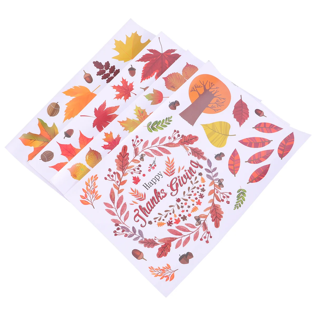 

4 Sheets Thanksgiving Day Sticker Acorns Window Ornament Fall Autumn Window Cling Thanksgiving Wall Sticker