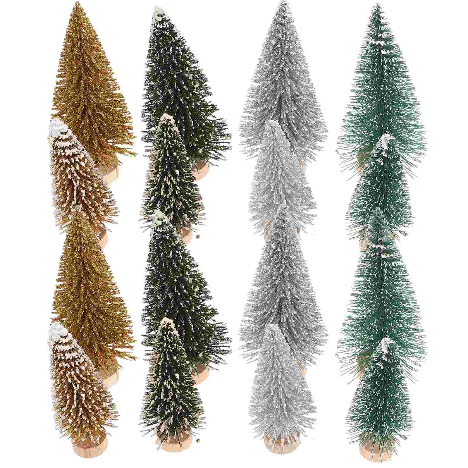 

Christmas Trees Mini Treeartificialsisal Snow Ornaments Pine Tabletop Decoration Desktop Miniature Base Withdecorated Table