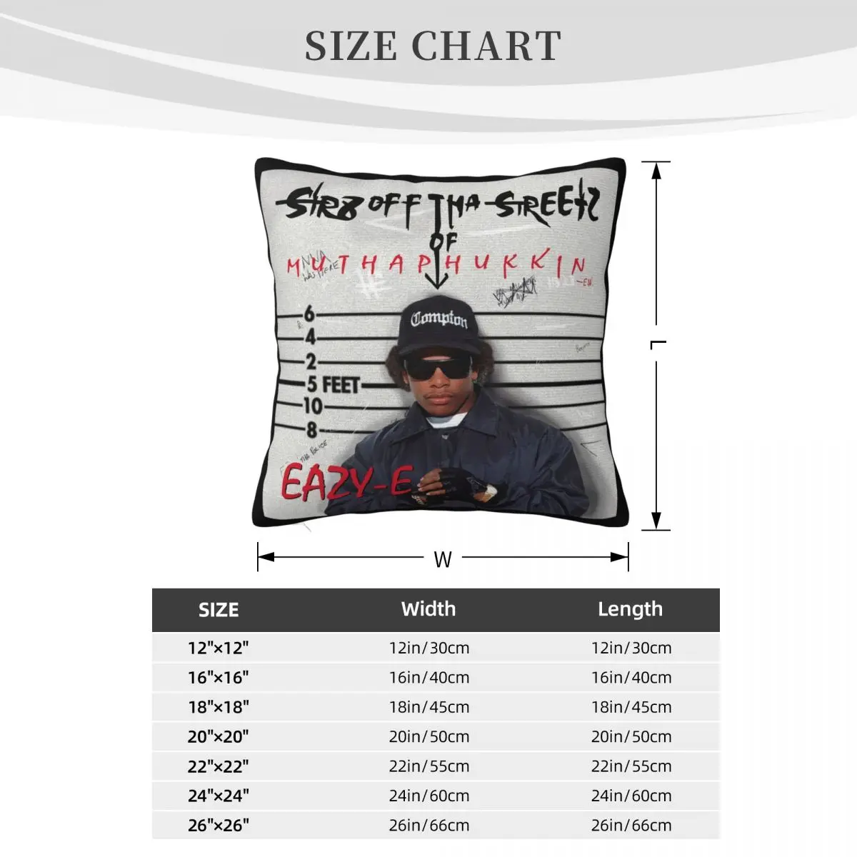 Фото Eazy E Str8 Off Tha Streetz Of Muthaphukkin Compton Swea Dtg White S 5Xl Women Men Pillow Case №4