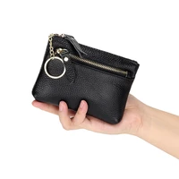 new women genuine leather coin purse female top layer cowhide wallet women zipper card holder short lady wallet key case pouch