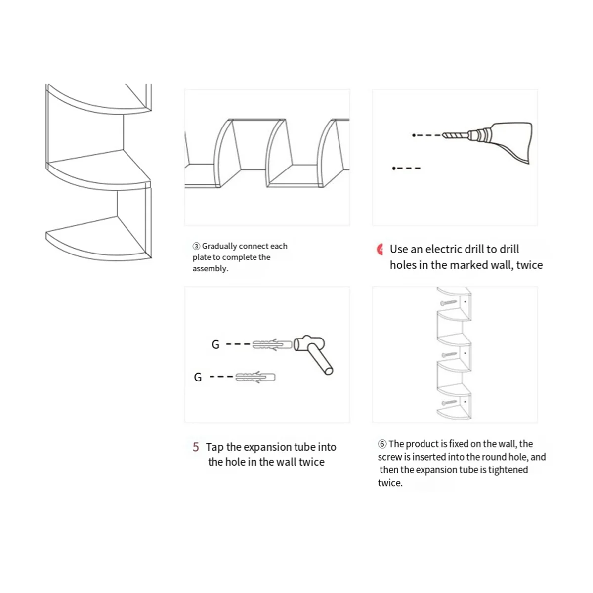 5-этажная угловая полка плавающая настенная книжная семейная кухня для хранения