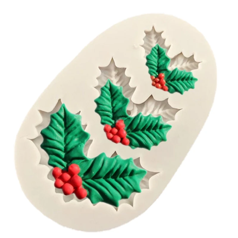 

Christmas Holly Leaf Decoration Fondant Cake Silicone Mold Chocolate Candy Molds Cookies Pastry Biscuit Mould DIY Baking B03E