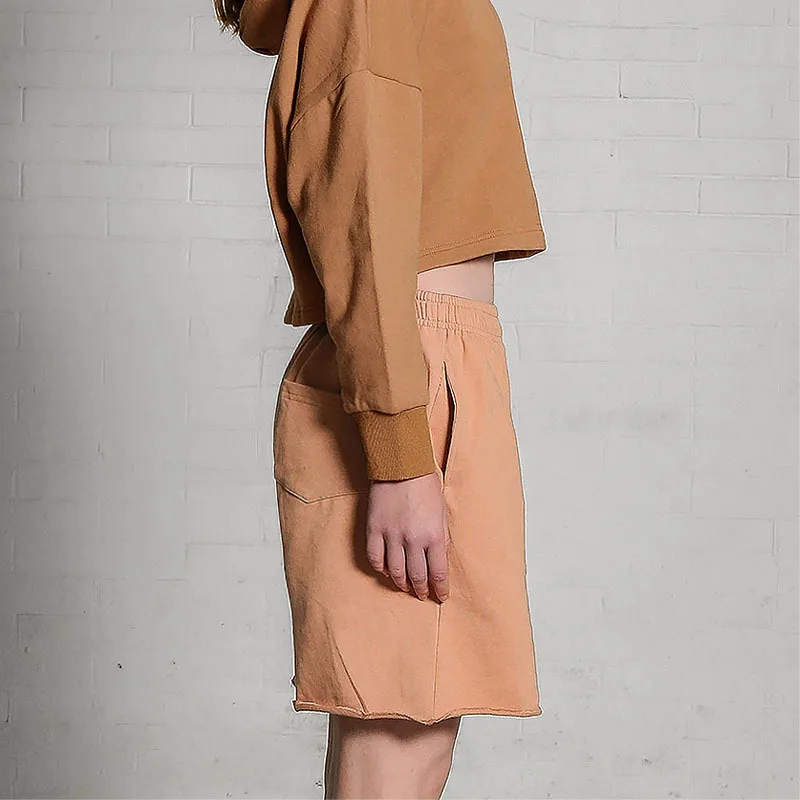 Женская спортивная одежда шорты из 100% хлопка однотонные свободные короткие