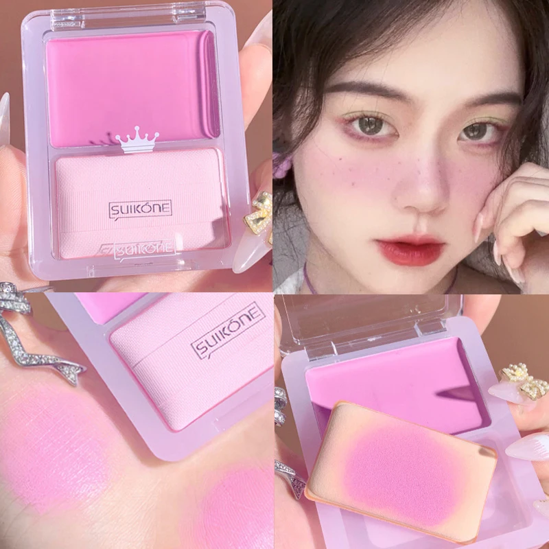 

Новинка 3 оттенка румян Палитра с пухой Румяна для щек крем матовый макияж Румяна для лица натуральные румяна оранжевый розовый косметика д...