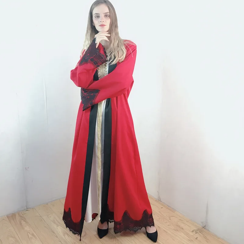 Muslim Abayas For Women Wear With Lace Long Dress Cardigan Robe Kimono Dubai Turkey Kaftan Casual Femme Caftan Islam Clothes
