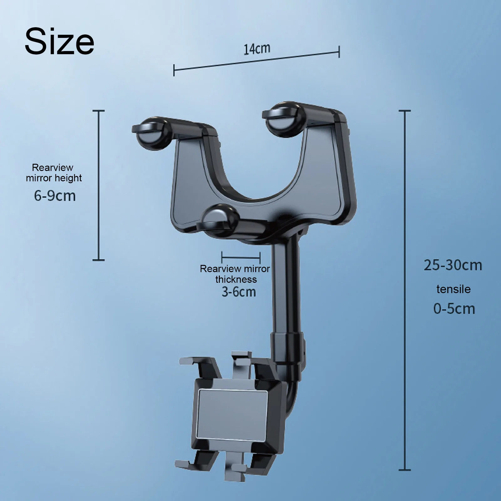 Car Phone Holder 360°Rotatable Retractable Car Rearview Mirror Phone Bracket Stand Universal GPS Phone Mount Holder