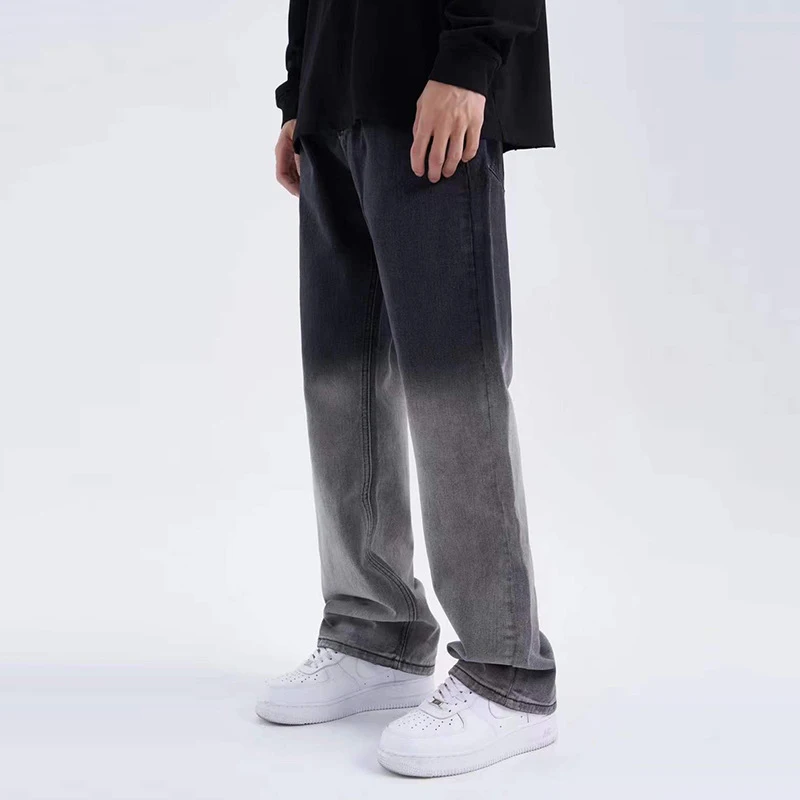 

Four Seasons Men Jeans Gradient Jeans Japanese Street Personality Handsome Straight Casual Pants Trendy Streetwear Ins Hot Sale