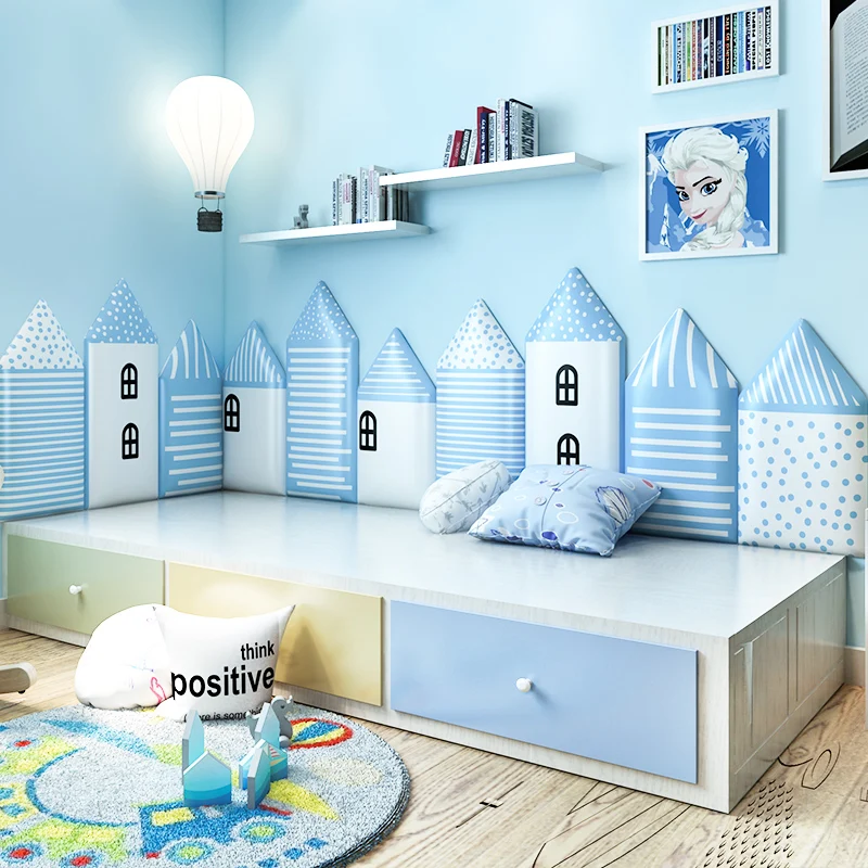 

Baby Room 3D Wall Sticker Decor Aesthetic Kids Bedroom Head Board Anti-collision Headboards Tatami Self-adhesive Wallpaper Mural