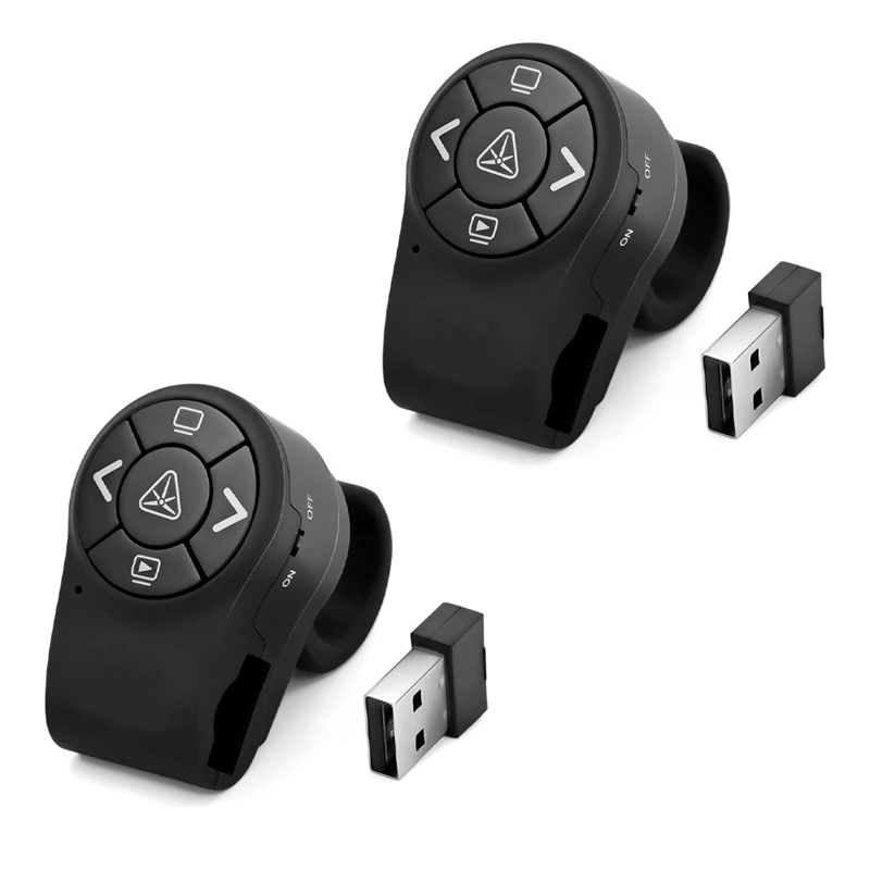 

Беспроводная презентация РЧ, 2 шт., 2,4 г, кольцо на палец, дистанционное управление Powerpoint, слайды, фотография, перезаряжаемое