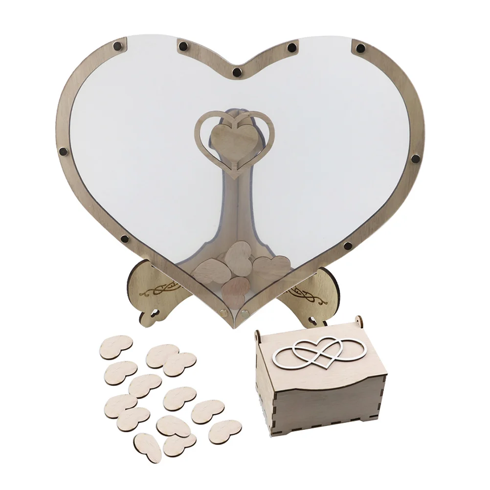 

1 Set Wedding Guest Book Heart Guest Book Wooden Guestbook Delicate Guestbook