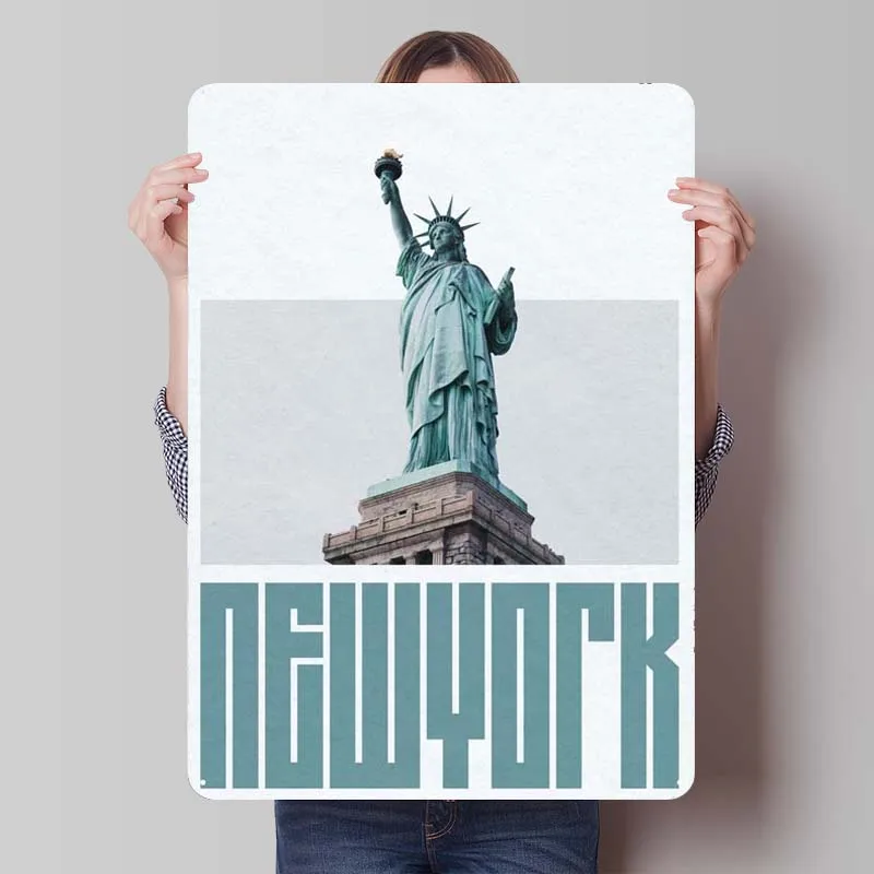 Металлический постер с изображением статуи Свободы Нью-Йорк домашний декор
