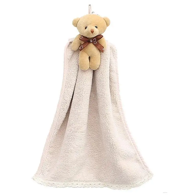 

Bear Towel With Souvenir Wedding Gift Absorbent Coral Velvet Hanging Bathroom Kitchen Absorbent Hand Towel