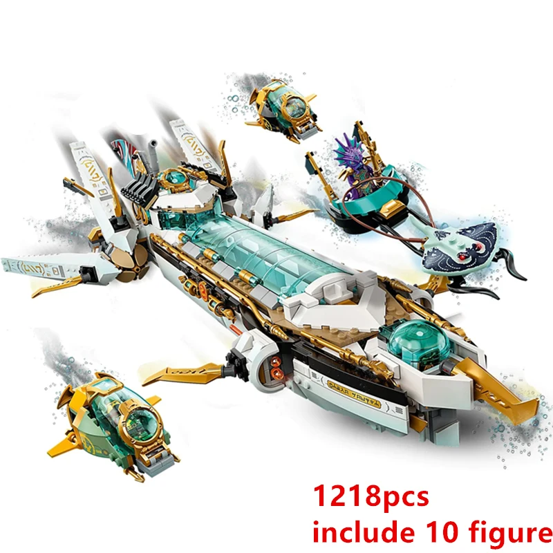 

In Stock 1218pcs Hydro Bounty Submarine Mech Sub Speeder Compatible 71756 Building Blocks bricks model Kids Toys Gift
