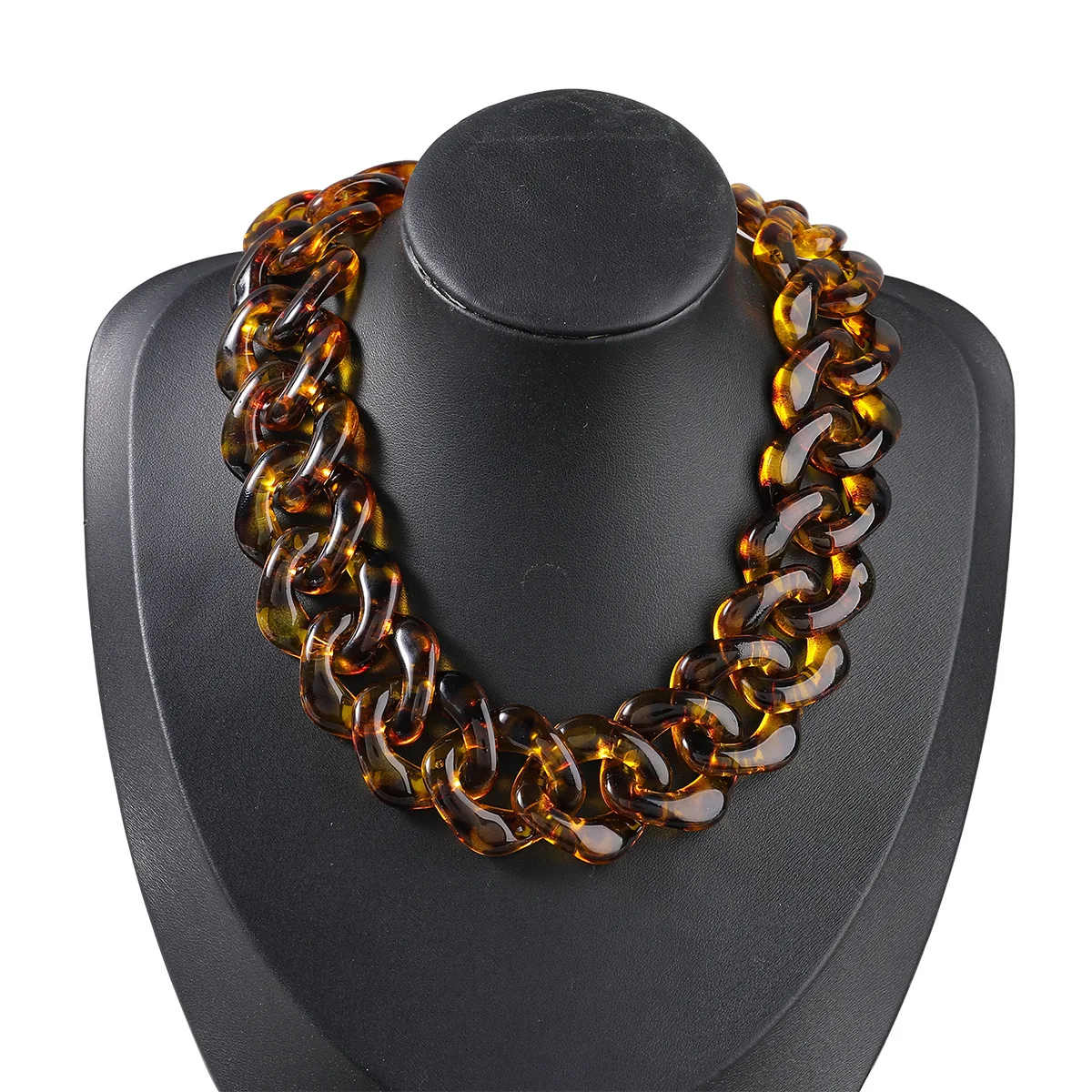 

Fashion Retro Alloy Resin Leopard Print Geometric Necklace Feminine Trend Personality Jewelry