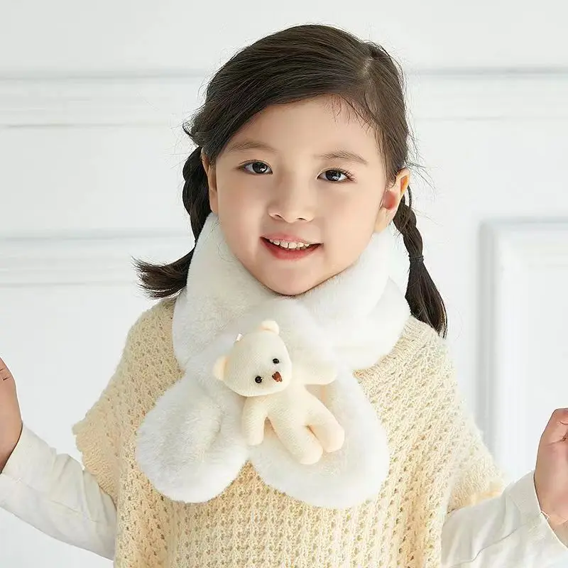 Baby Scarf Autumn Winter Cute Bear Children Knitting Newborn Bib Wool Knitting Versatile Kids Warm Boy Girl Toddler  Neckerchief
