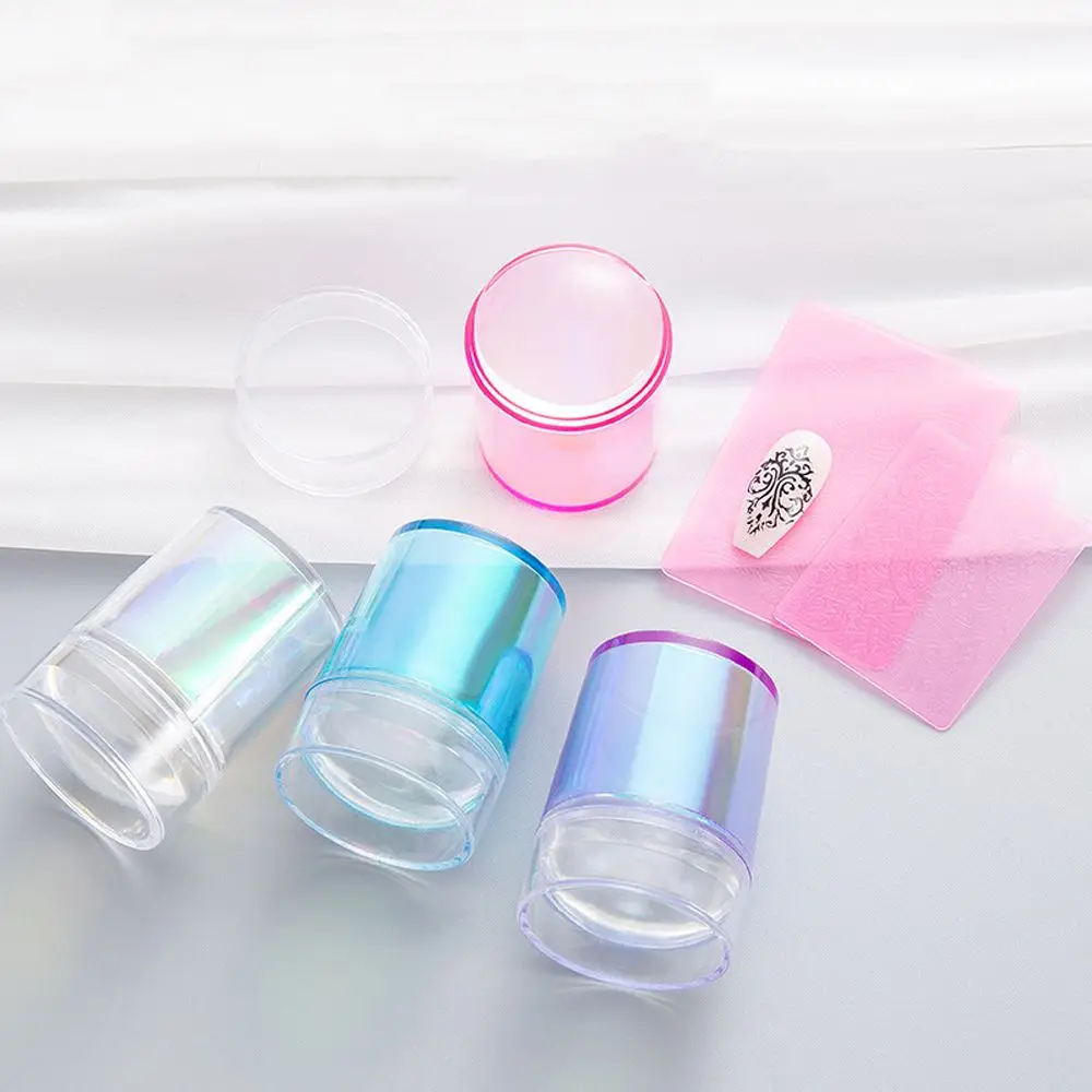 

New Transparent Silicone Head Nail Stamp Nail Polish Printing Plate for Stamping Polishing Transfer Pattern Aurora Stamp Set