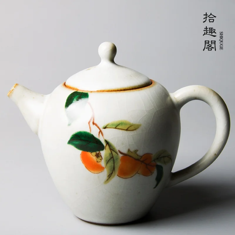 

Ru Ware Antique Gracked Glaze Teapot Jingdezhen Porcelain Kung Fu Tea Set Handmade Ru-Porcelain Teapot Small Pot Single Teapot S