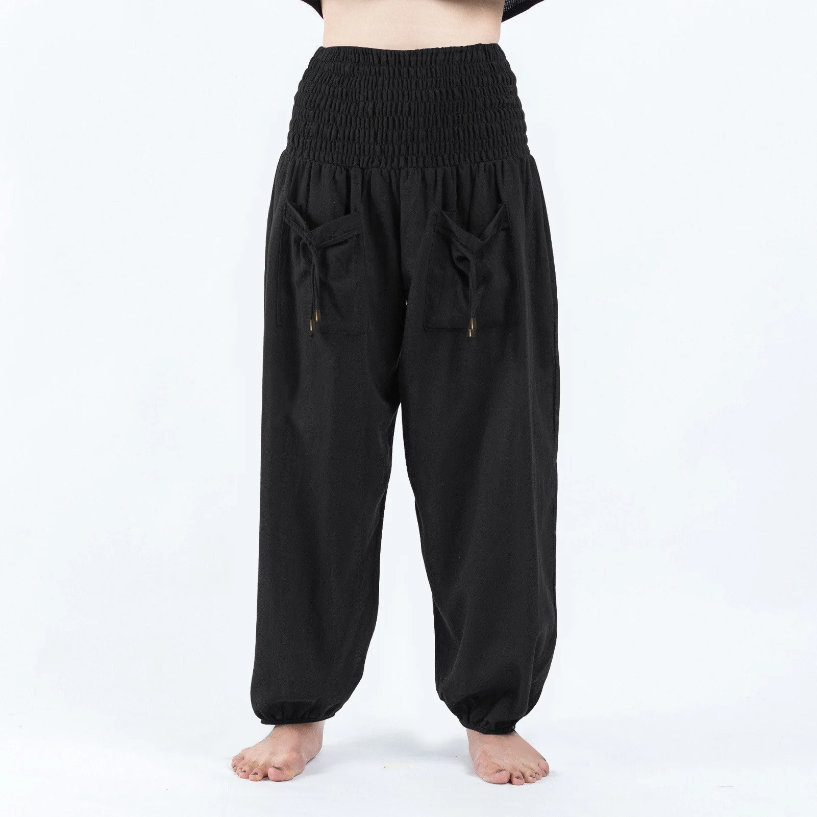 

Шаровары женские хлопковые плиссированные, свободные дышащие брюки-шаровары в стиле хип-хоп, тренировочные штаны для фитнеса и танцев