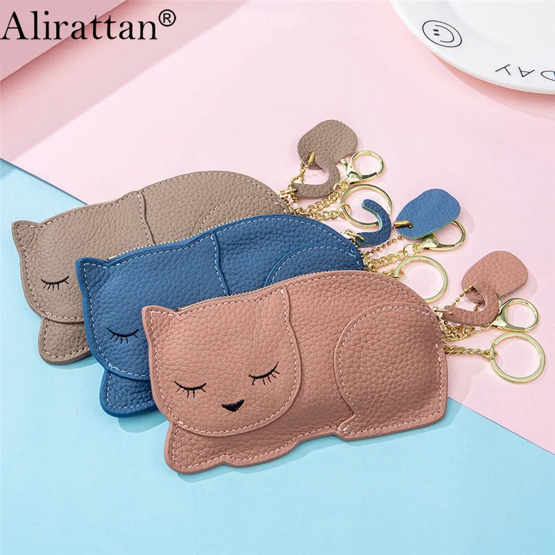 

Alirattan Women New Trendy Genuine Leather Key Pouch Mini Coin Pouch 2022 Fashion Design High Quality Coin Purse Key Case Charm