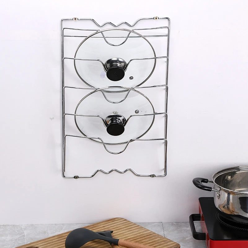 

Kitchen Organizer Rack Wall Hanging Pot Cover Rack Five-Layer Pot Lid Metal Rust-Free Multifunctional Rack Pot Lid Storage Rack