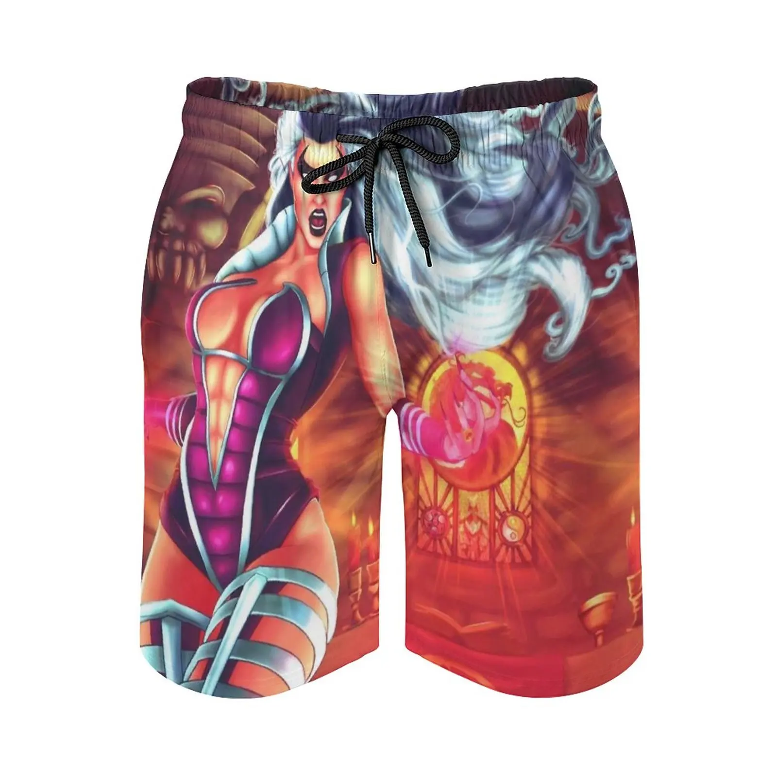 

The Empress Surfing Beach Shorts Men's Boardshorts Patchwork Surf Swim Short Pants Mortal Kombat Sindel Video Games Beach Shorts