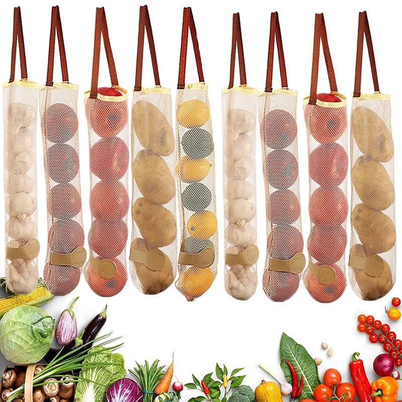 

Multi-purpose Kitchen Onion Potato Tomato Hangable Fruit and Vegetable Storage Net Bag Basket Hollow Bag Organize Mesh Bag