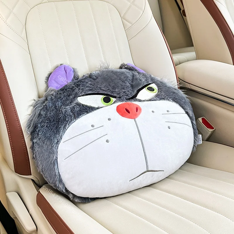 Фото Подголовник Disney Lucifer Cat, подушка для спины для автомобильного сиденья, чехол для ремня безопасности, обнимающаяся подушка, чучело животного, серый кот, плюшевые подарки №3