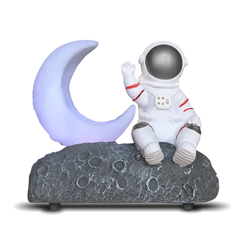 

Astronaut Wireless Bluetooth Speaker Led Luminous Moon Light Smart Bedside Night Lamp Birthday Gift Ornament-Silver