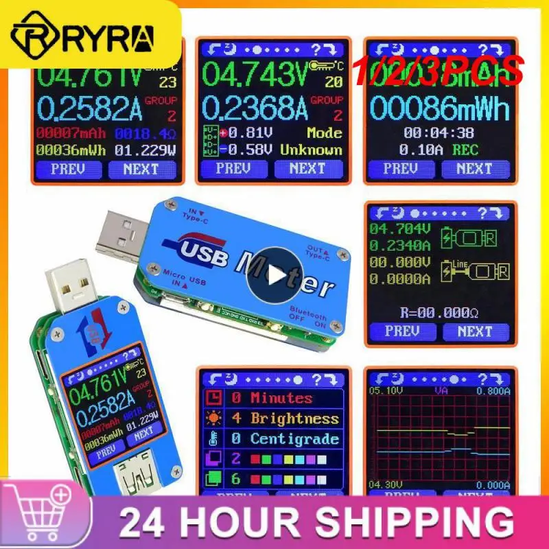 

1/2/3PCS UM25 UM25C for APP USB 2.0 Type-C LCD Voltmeter ammeter voltage current meter battery charge usb Tester