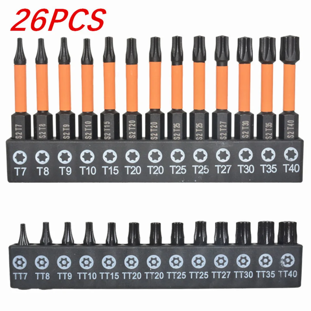 

26Pcs Torx Bit Set Security Tamper Proof Torx Star Bits 1/4 Hex Shank Quick Change Connect Impact Driver Drill Screwdriver Bit