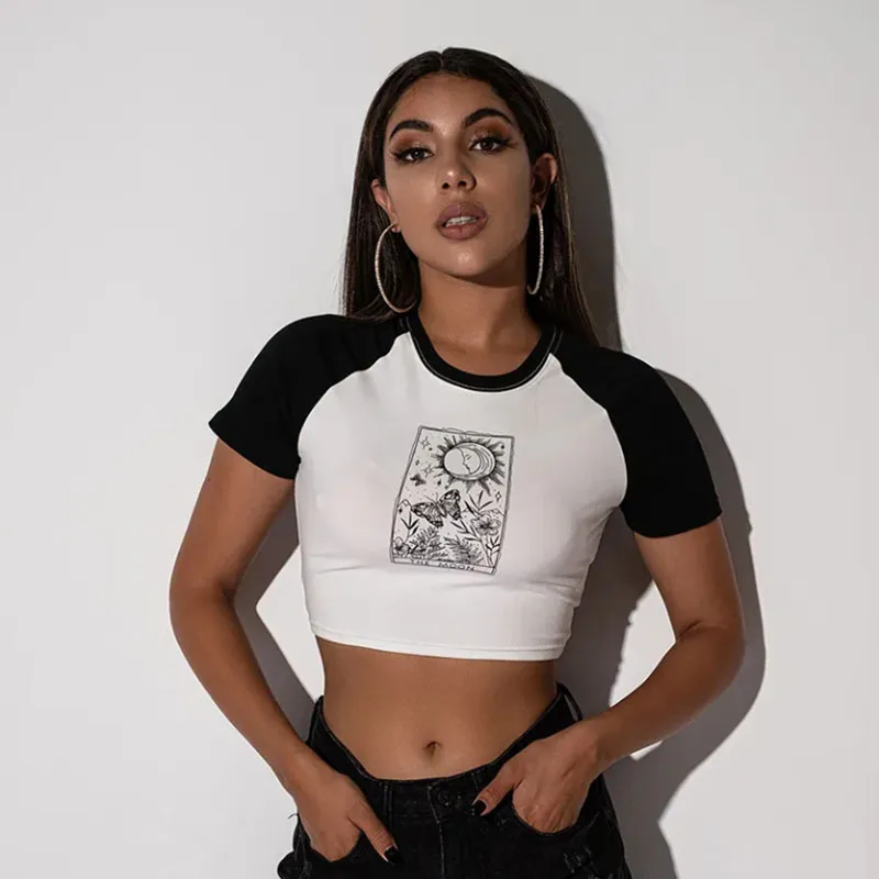 Y2K Женская сексуальная майка в стиле ретро с принтом Летний модный топ