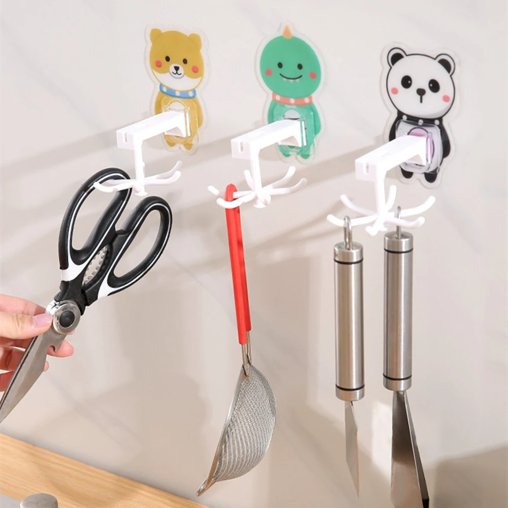 

360 Degrees Rotate Six Claws Hooks Dry Wet Dual Use Towel Hanger Home Clothes Shoes Sundries Multi-Function Organizers