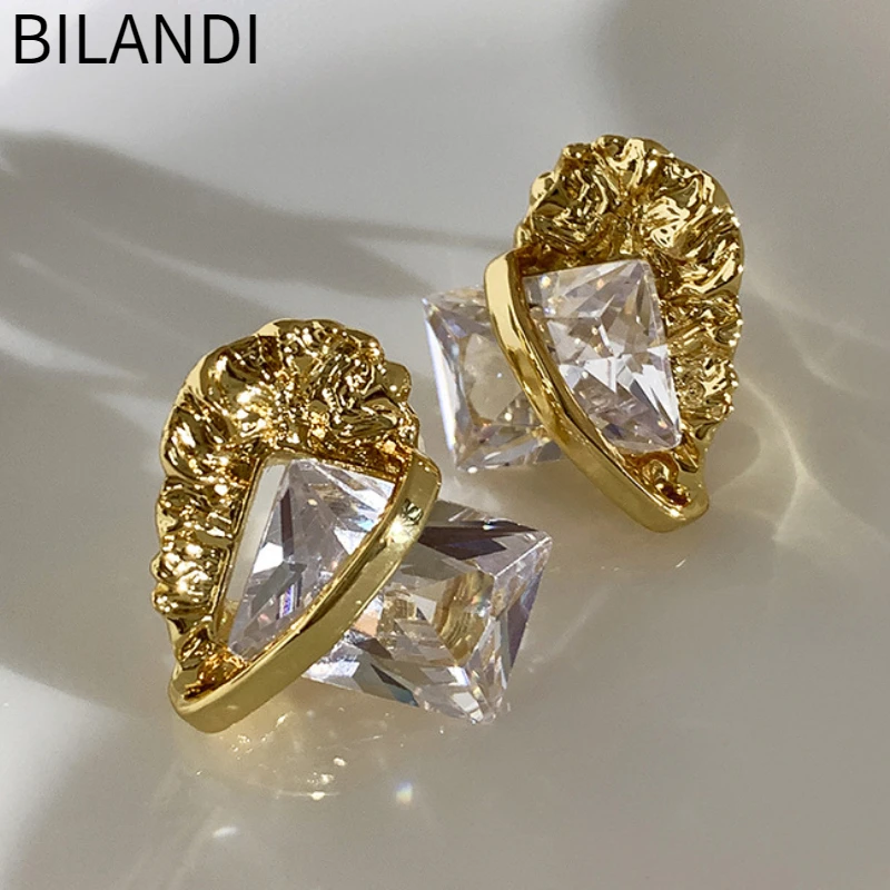 

Bilandi Modern Jewelry 925 Silver Needle 2023 Trend New High Quality Shiny Glass Stud Earrings For Women Girl Gift Dropshipping