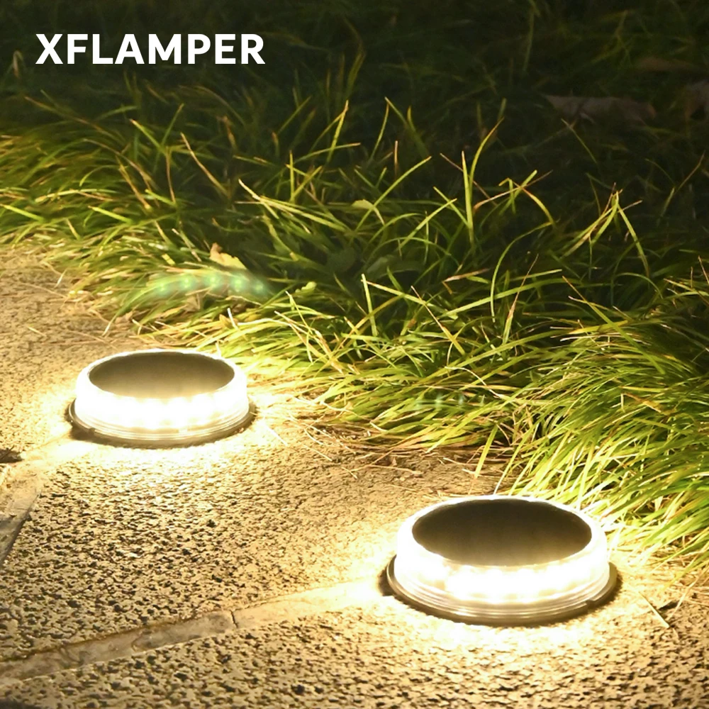 

Super Bright LED Solar Lights Outdoor for Garden Warm White Waterproof Ground Lamp for Pathway Porch Yard Decoration 2PCS
