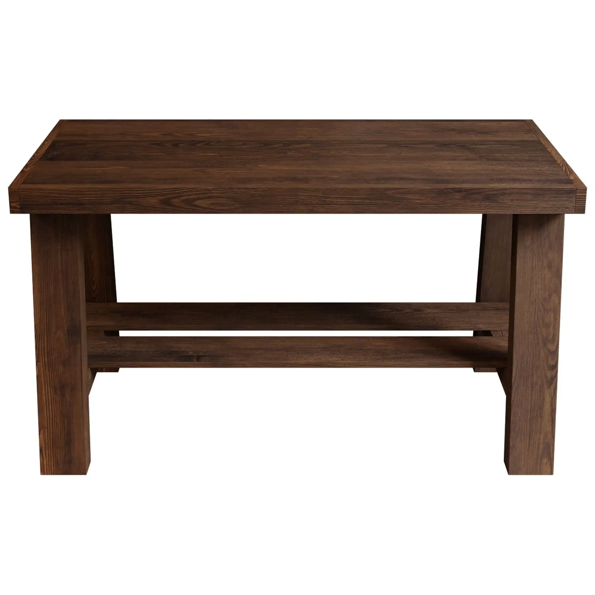 

Pine Wood Entryway Bench with Shelf, Dark Brown Finish