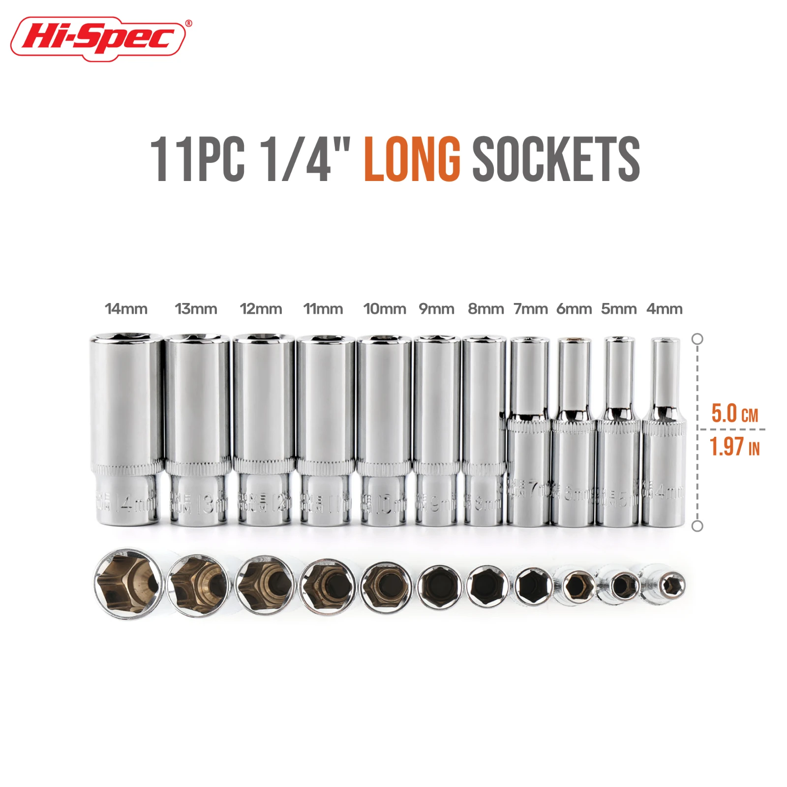 

Набор торцевых ключей Hi-Spec 1/4", хромованадиевая сталь