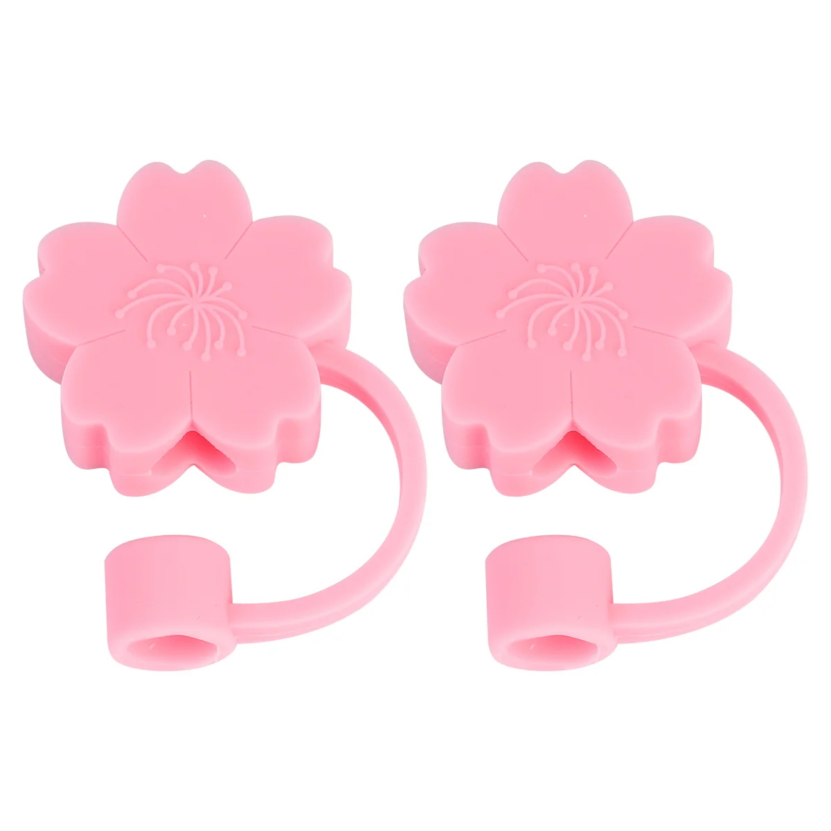 

2 Pcs Glass Straw Lazy Dust Cap Plug Silicone Drinking Protector Lovely Tips Cover Pipette 2.8X2.8X1.1CM Pink Silica Gel Child