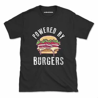 powered by burgers tshirt funny food pun womens mens top