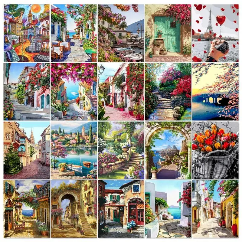 

Gatyztory 60x75cm DIY Painting By Numbers Building Landscape Oil Picture Drawing Paintings On Canvas Artwork Home Decor Unique G