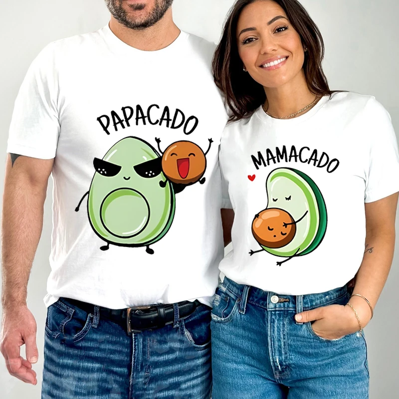 Kawaii Papacado Mamacado печать пары подходящий мультфильм футболка летние женщины мужчины