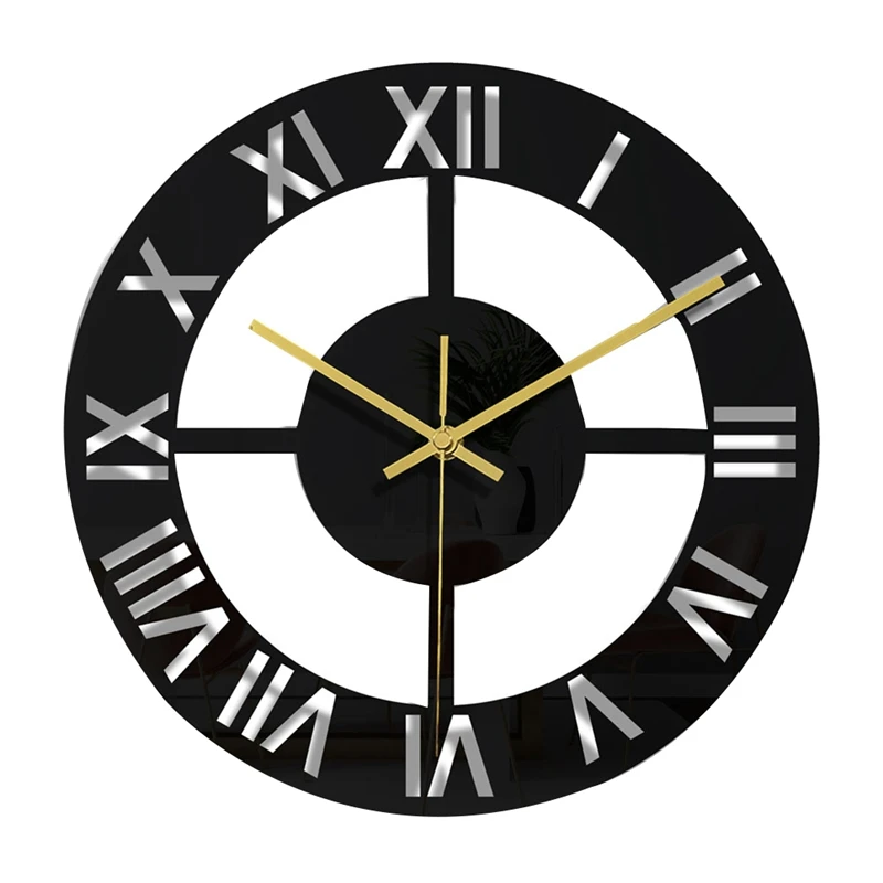 

Акриловые зеркальные настенные часы с римскими цифрами, 11,8 дюйма, кварцевые часы «сделай сам», часы для гостиной, домашний декор
