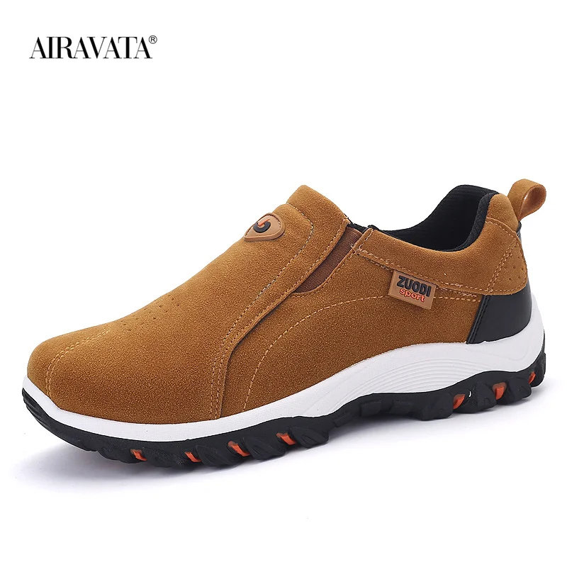 New Arrival Mens Leather Hiking Shoes Slip-on Sports Shoe Outdoor Jogging Trekking Sneakers