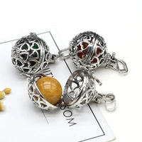women necklace pendant natural stone heart shaped pattern cage pendant for jewelry making diy necklace bracelet accessory