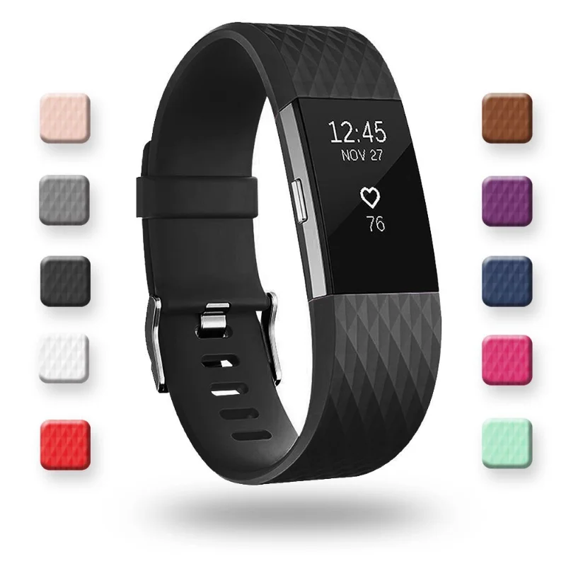 

3D Diamond Pattern Silicone Replacement Straps for Fitbit Charge 2 Band Smart Watch Bracelet for Fitbit Charge2 Wristband Strap