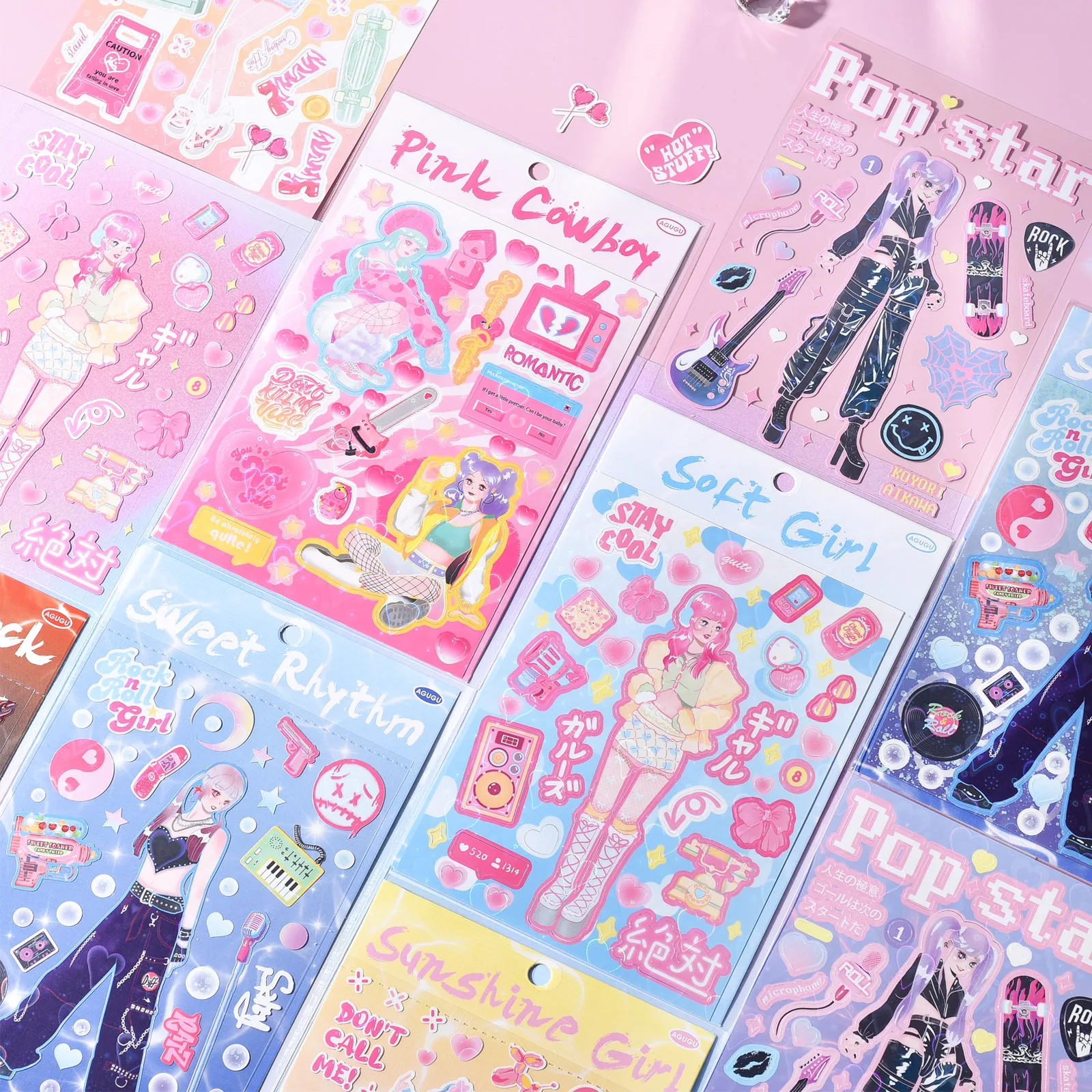 

MOHAMM 1 Sheet Cute Sweet Cool Sticker INS Style Cartoon Girl Changing Clothes Sticker Character