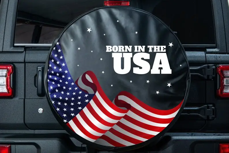 

USA Flag Wind Stars Tire Cover - Custom Spare Tire Cover Wrangler 2018 to 2021, Liberty, Bronco, RV-with Backup Camera